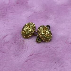Vintage Gold Tone Saddle Buckle Belt Buckle Cuff Links Pair